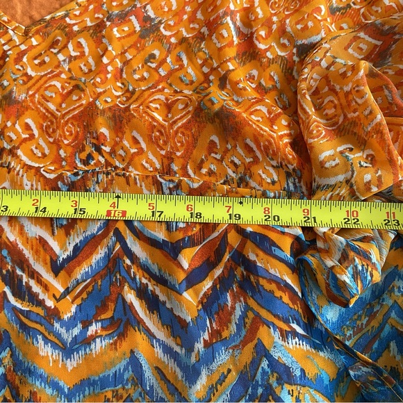 Belle by Kim Gravel Orange blue poncho tank set Large - Picture 7 of 7